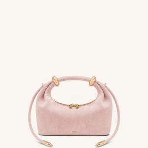 Ellie Faux Suede Metal Ring Embellished Top Handle Bag - Pink