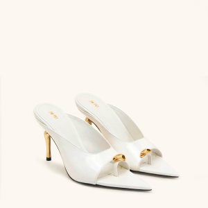 Noemi Pointed-Toe Mule Heels - White