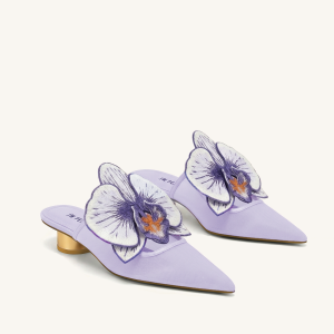 Helena Embroidery Decoration Pierced Mules - Purple
