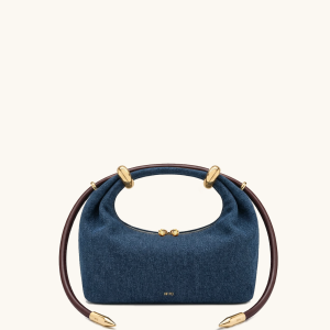 Ellie Metal Ring Embellished Top Handle Bag - Blue Denim