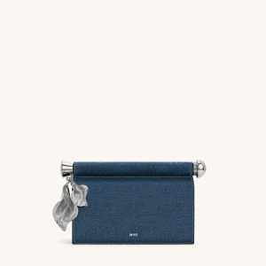 Holly Metal Pendant Embellished Clutch - Blue Denim