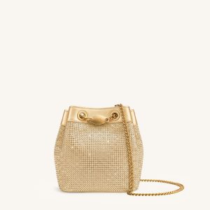 Yara Artificial Crystal Bucket Bag - Champagne