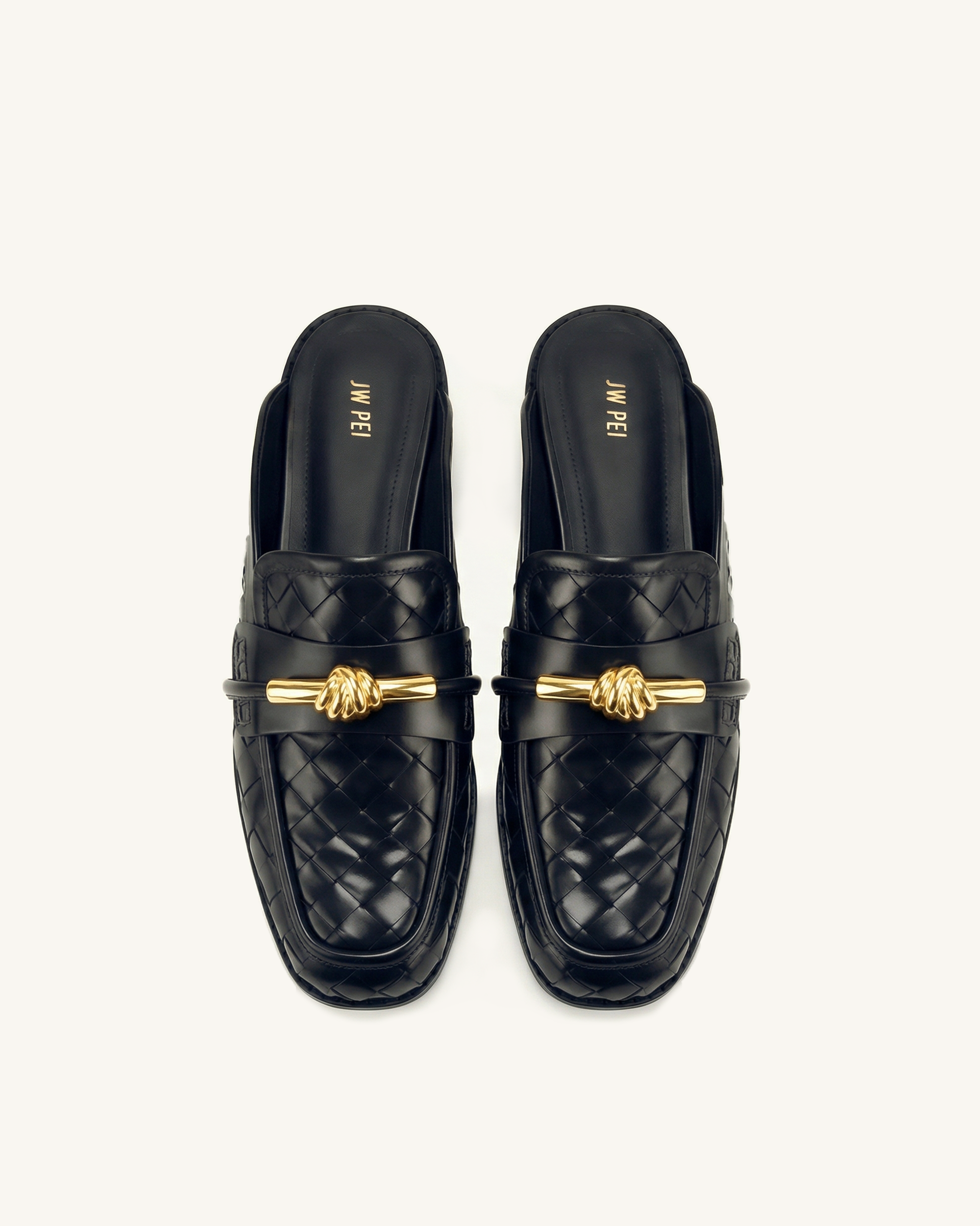 Elowen Woven Horsebit Mule Loafers - Black - Image 2