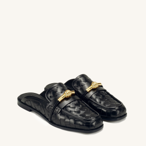 Elowen Woven Horsebit Mule Loafers - Black