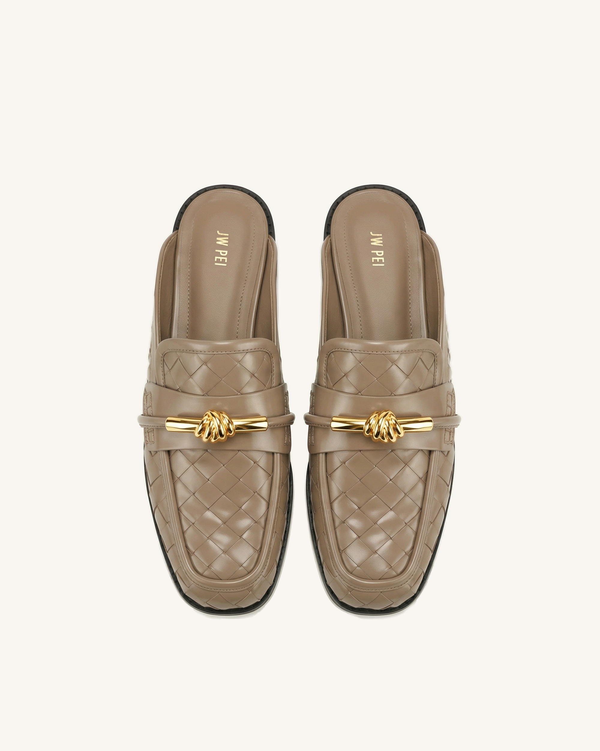 Elowen Woven Horsebit Mule Loafers - Khaki - Image 2