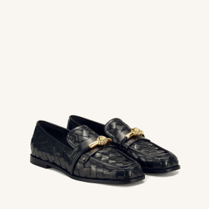 Elowen Woven Horsebit Loafers - Black
