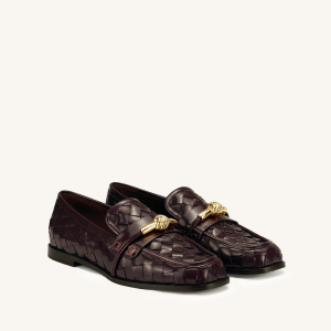 Elowen Woven Horsebit Loafers - Burgundy