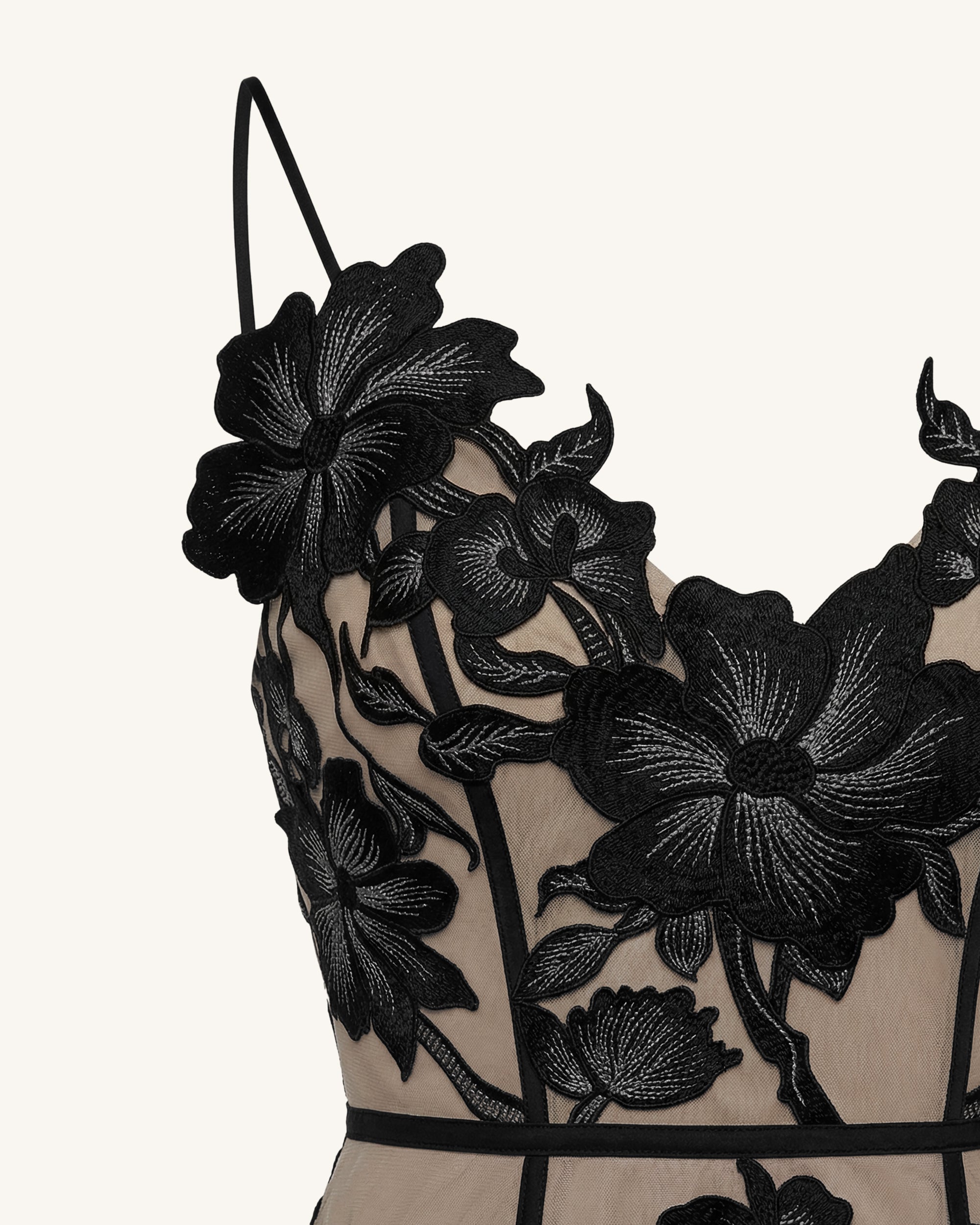 Floral Sling Mini Dress - Black - Image 5