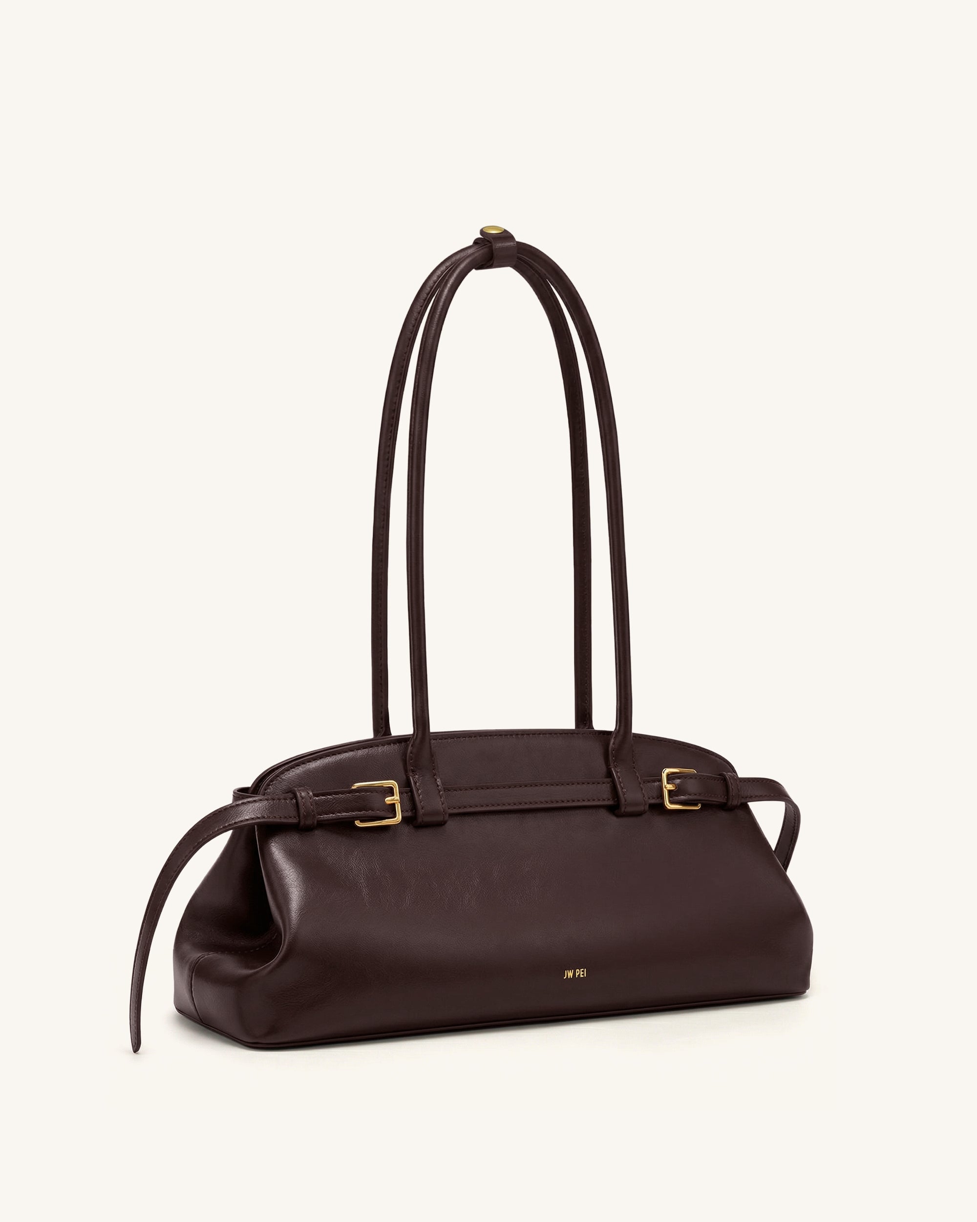Arden Belt Detail East-West Shoulder Bag - Dark Brown - Image 2