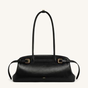 Arden Belt Detail East-West Shoulder Bag - Black