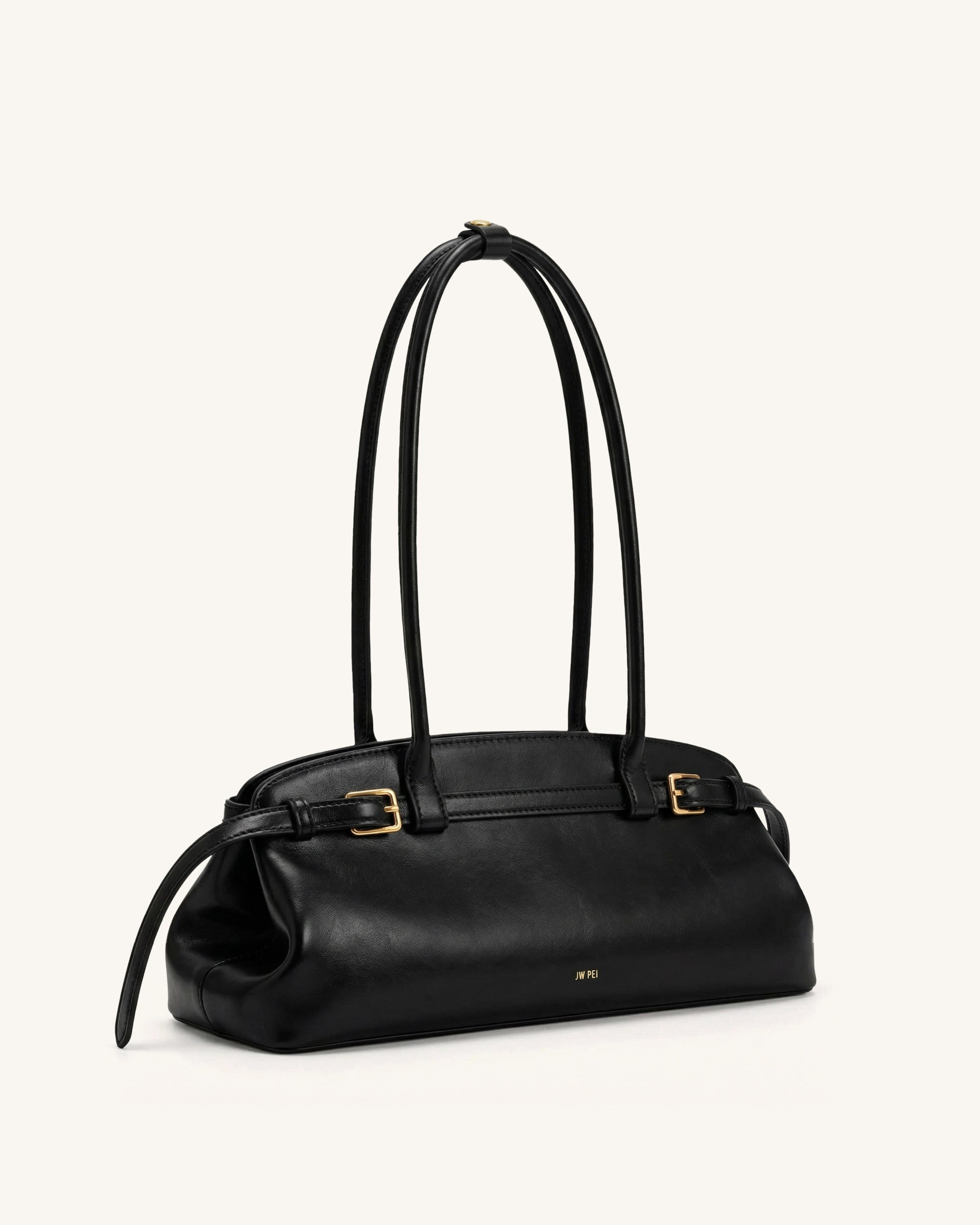 Arden Belt Detail East-West Shoulder Bag - Black - Image 2
