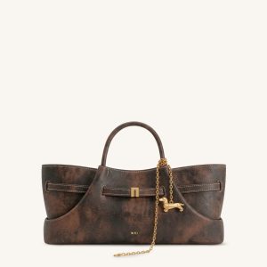 Maeve Dachshund Metal Charm Tote Bag - Deep Coffee