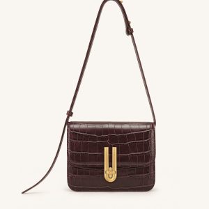 Evania Lock Shoulder Bag - Burgundy Croc