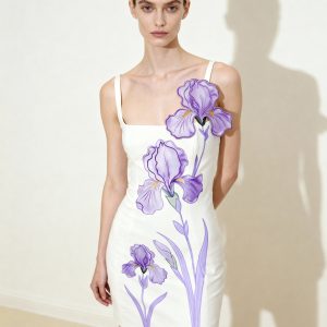 Iris Floral Print Strappy Bodycon Mini Dress - White