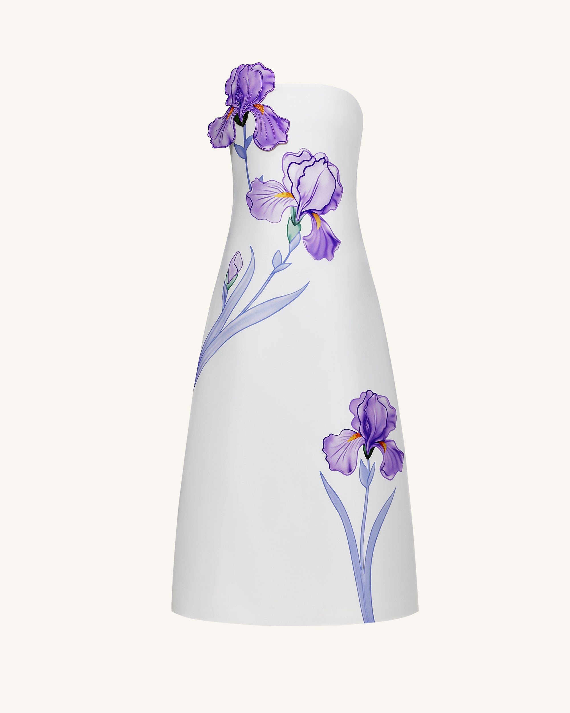 Iris Floral Print Strapless A-Line Maxi Dress - White - Image 3