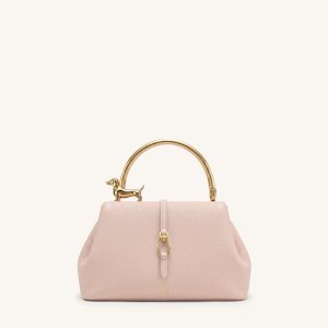 Bruna Dachshund Metal Handle Top Handle Bag - Light Pink