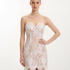 Strapless Lace Mini Dress - White