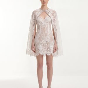 Sheer Lace Overlay Cape - White