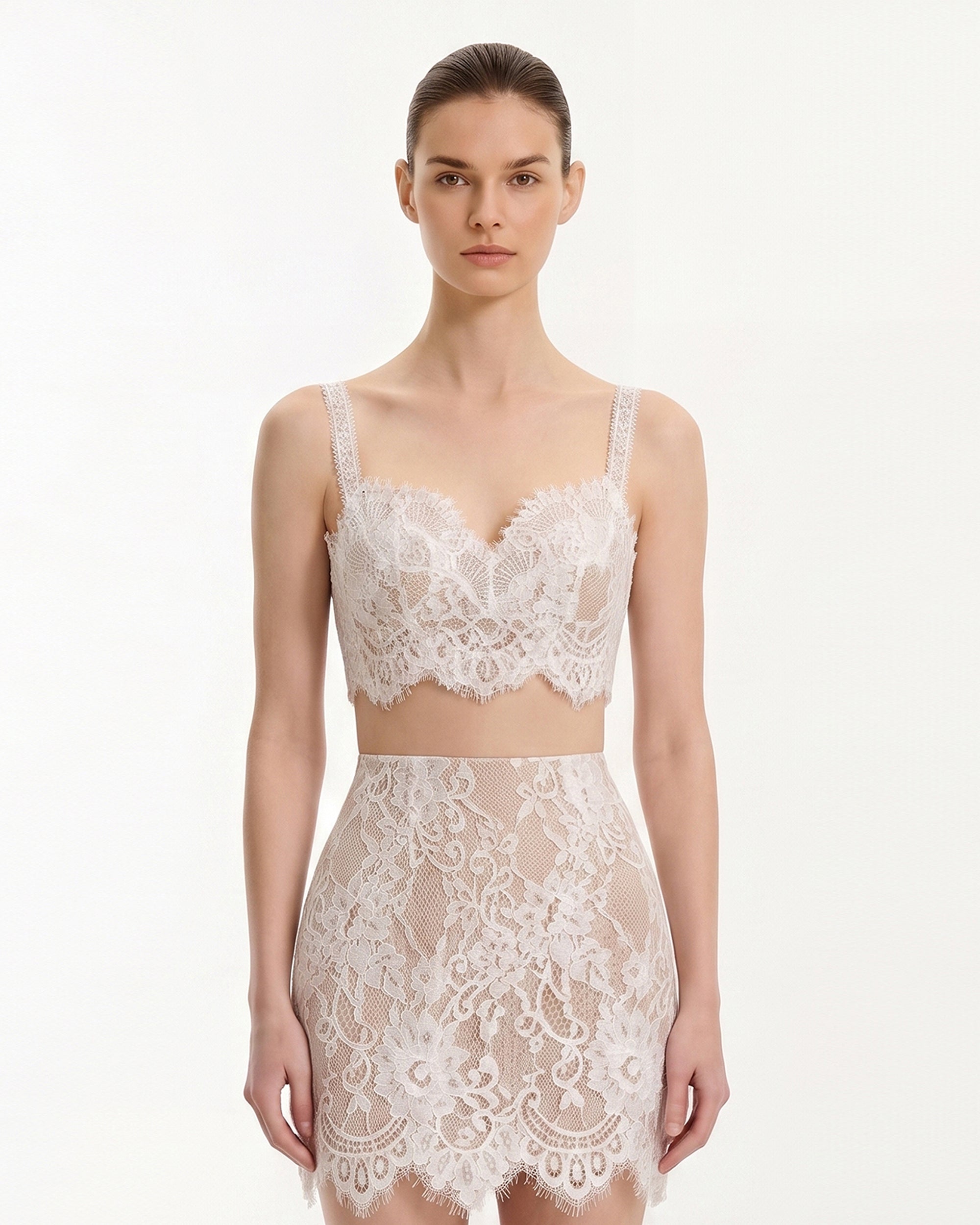 Lace Crop Camisole - White - Image 2