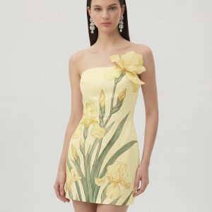 Floral Printed Mini Dress - Yellow