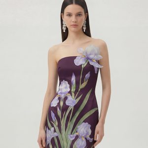 Floral Printed Mini Dress - Purple