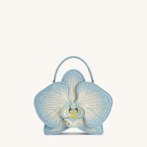 Flora Orchid Shaped Top Handle Bag - Light Blue