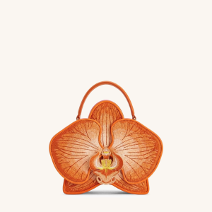 Flora Orchid Shaped Top Handle Bag - Orange
