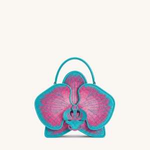 Flora Orchid Shaped Top Handle Bag - Pink Blue