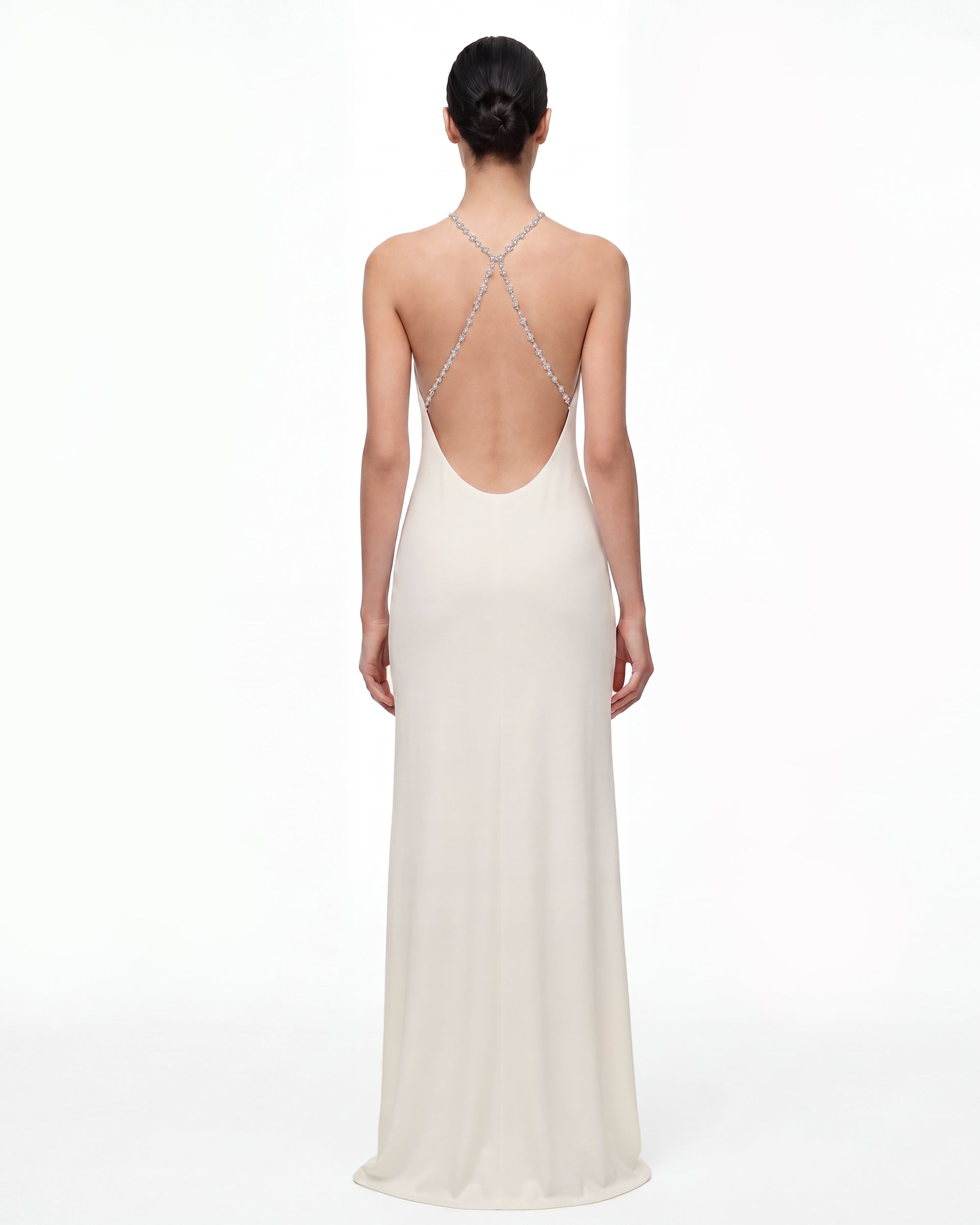 Floral Print Backless Maxi Dress - Ivory - Image 2
