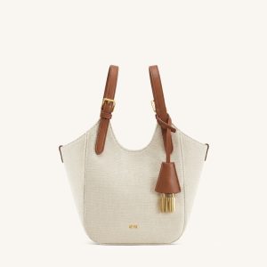 Ines Padlock Tote Bag - Brown Canvas