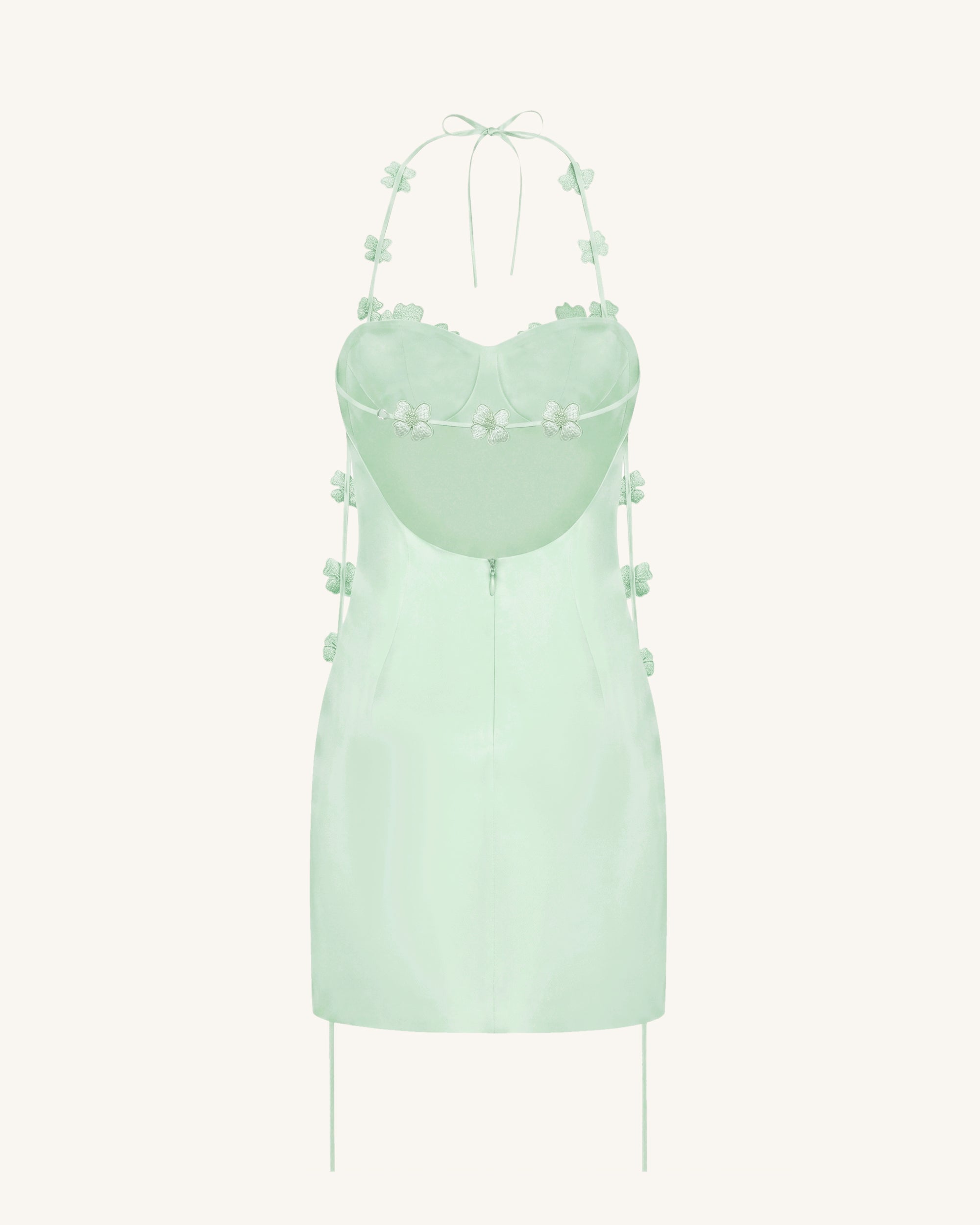 Floral Embellished Slip Mini Dress - MintGreen - Image 4
