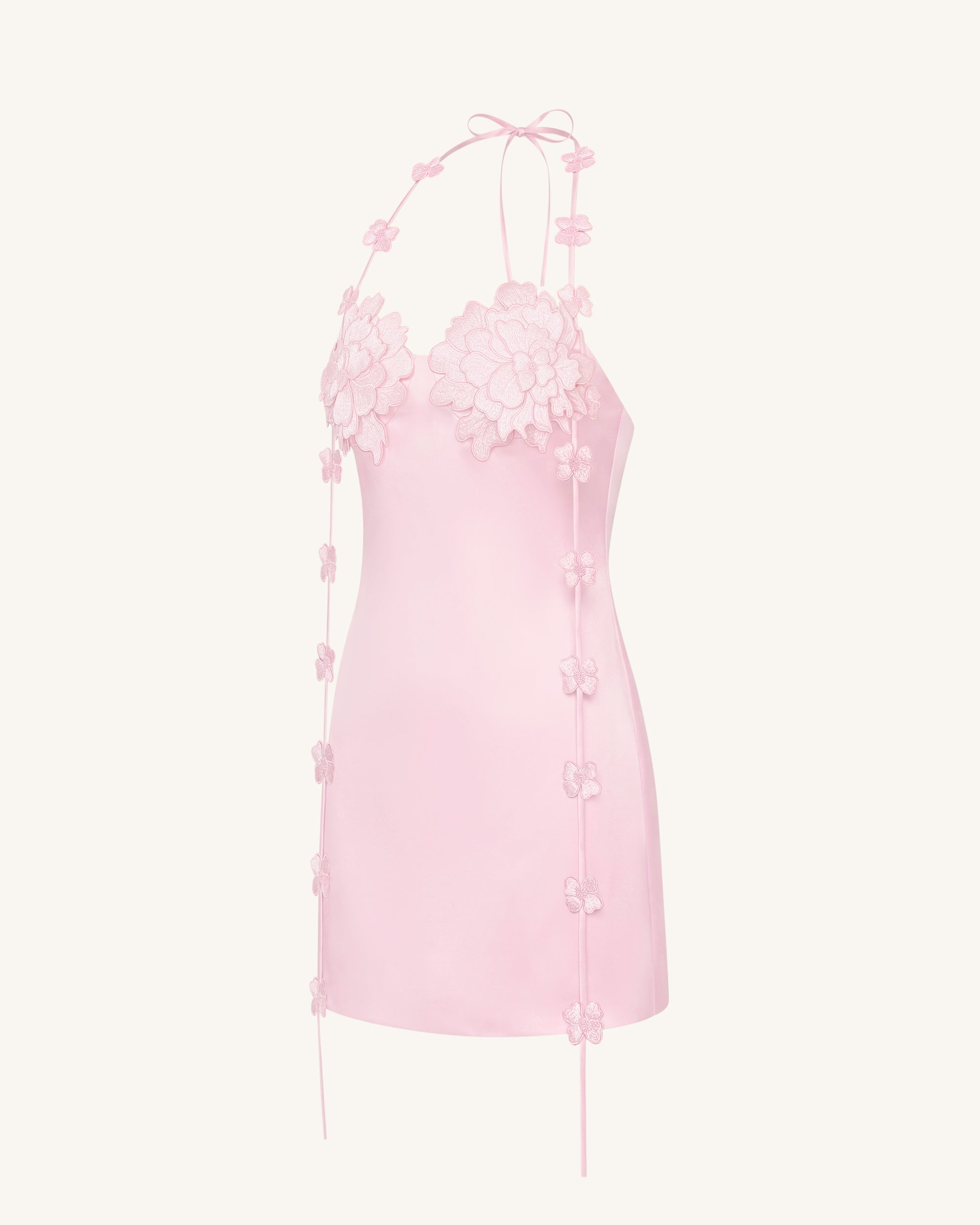 Floral Embellished Slip Mini Dress - Pink - Image 4
