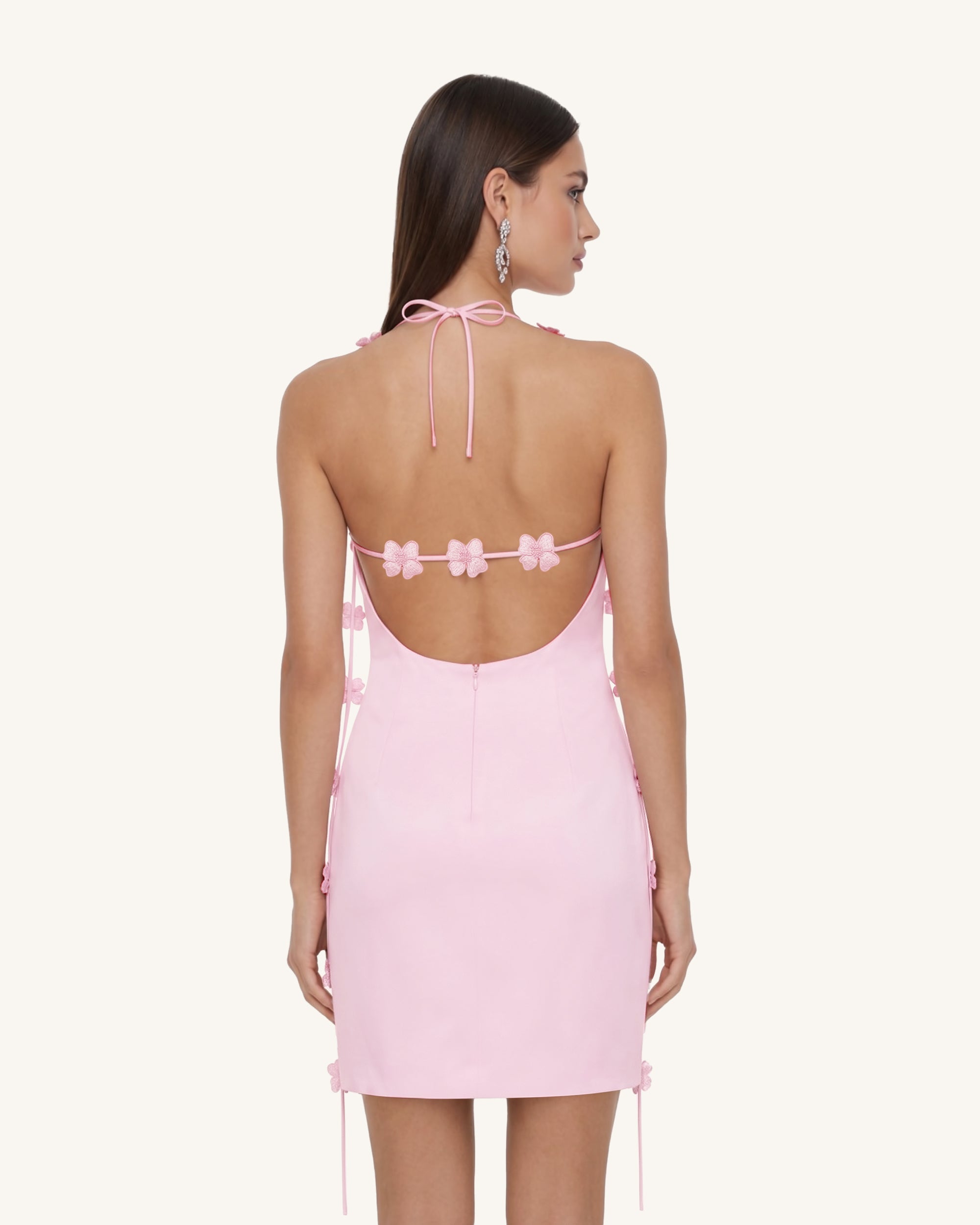 Floral Embellished Slip Mini Dress - Pink - Image 2