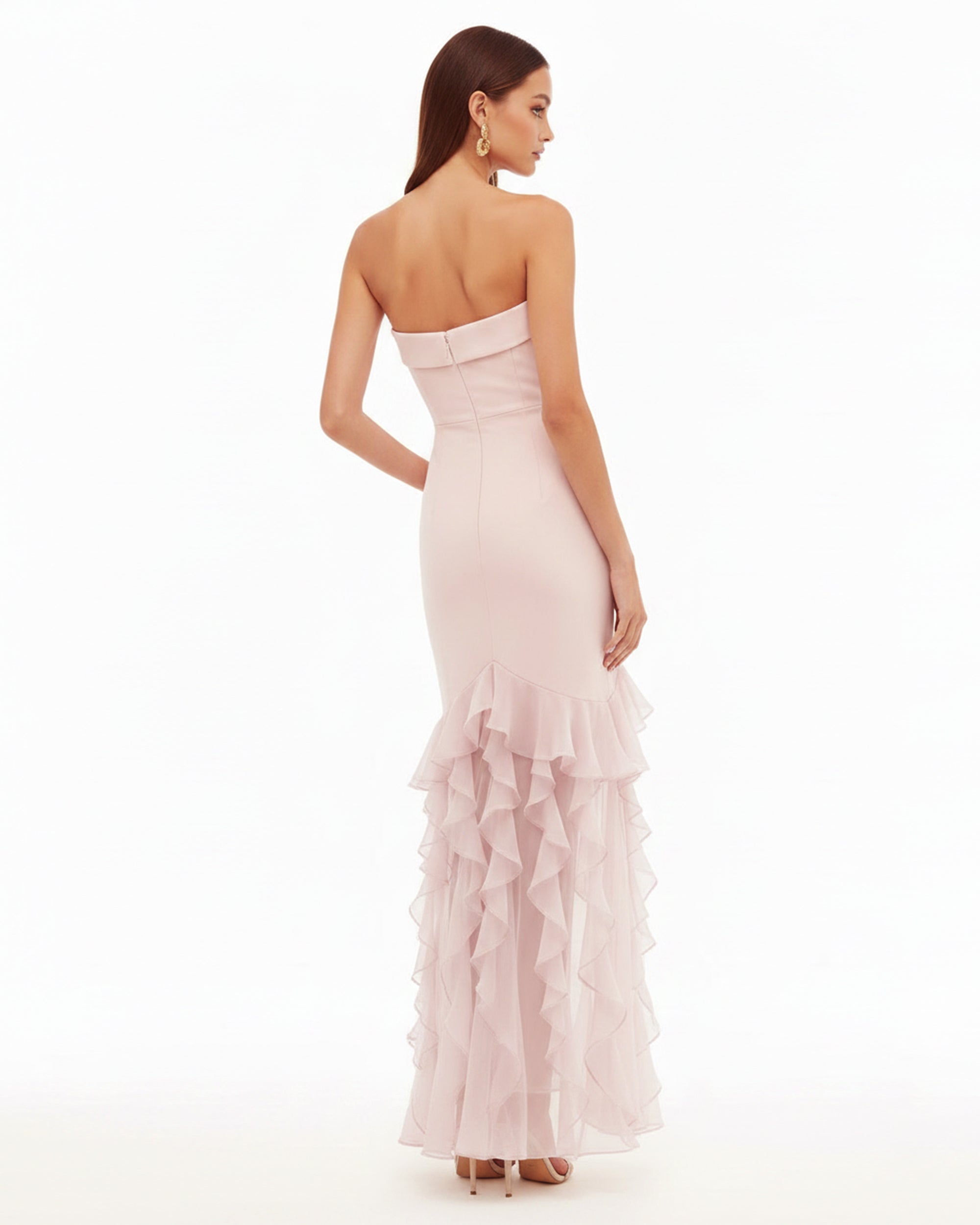 Orchid Embroidered Ruffled Strapless Maxi Dress - Blush Pink - Image 2