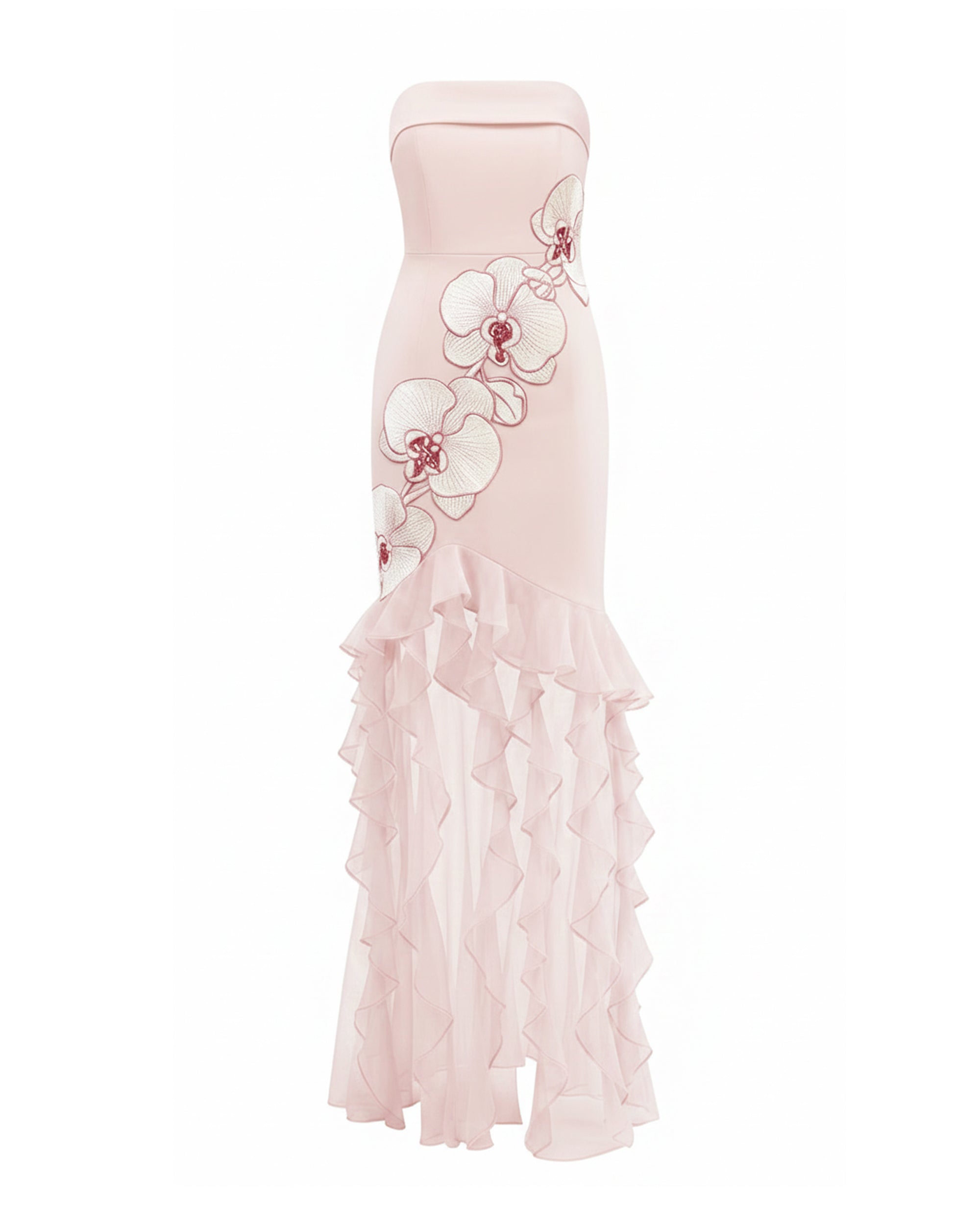 Orchid Embroidered Ruffled Strapless Maxi Dress - Blush Pink - Image 3