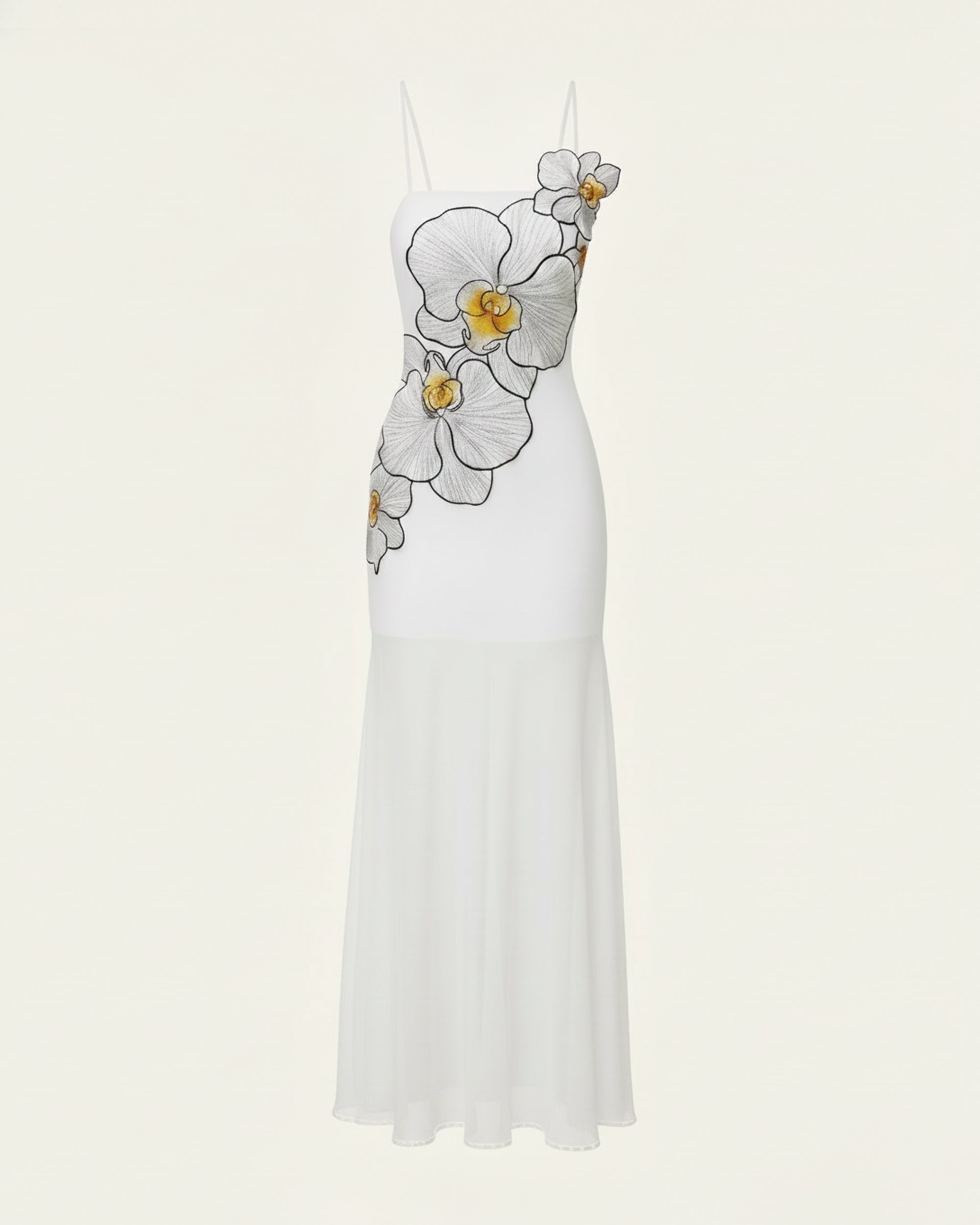 Orchid Embroidered Strappy Sheer Maxi Dress - White - Image 3