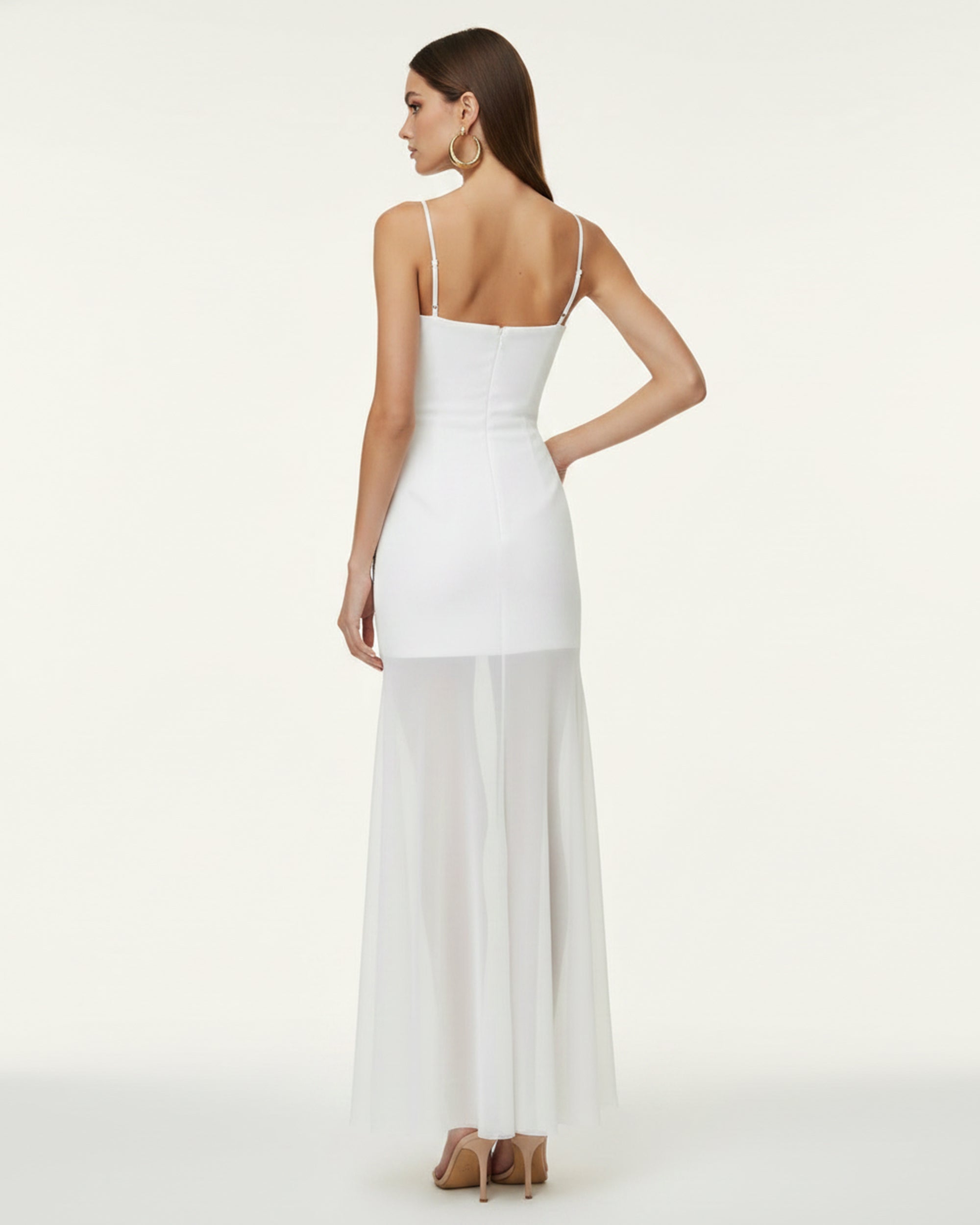 Orchid Embroidered Strappy Sheer Maxi Dress - White - Image 2