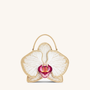 Flora Orchid Shaped Top Handle Bag - Champagne