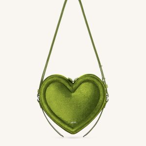 Arlene Velvet Heart Shaped Bag - Green