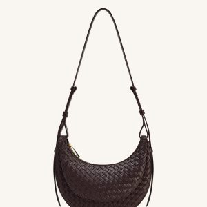 Sharon Woven Crossbody Bag - Coffee Brown