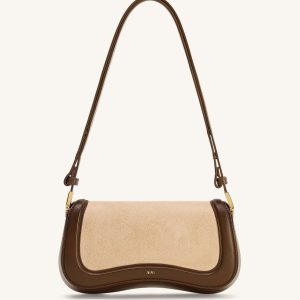 Joy Faux Suede Shoulder Bag - Khaki Brown
