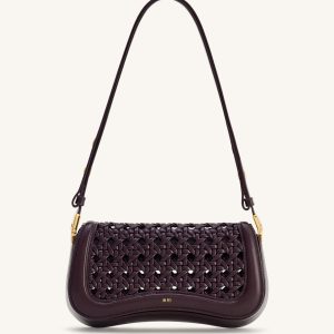 Joy Woven Shoulder Bag - Dark Red