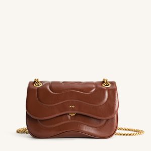 Tina Quilted Chain Crossbody - Brown