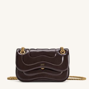 Tina Quilted Chain Crossbody - Deep Claret Brown