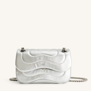 Tina Metallic Quilted Chain Crossbody - Silver