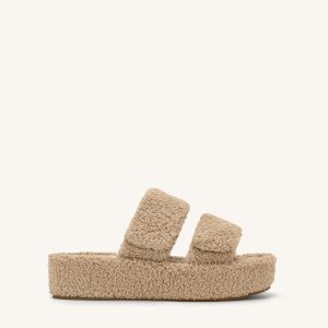 Lexi Faux Fur Platform Sandal - Beige