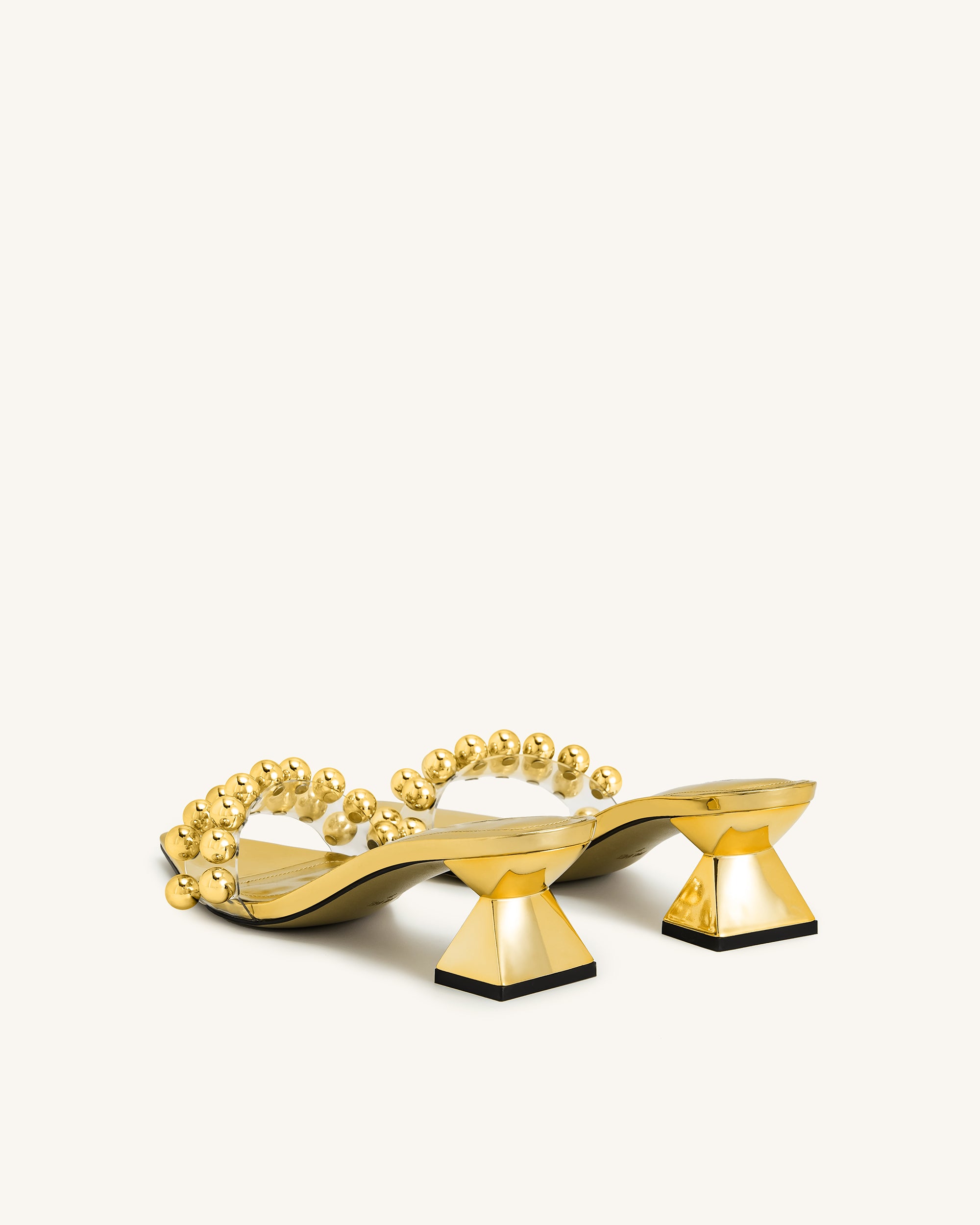 Gianna Beaded Strap Mules - Gold - Image 4