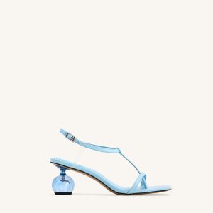 Charlotte Strappy Heels with Spherical Heel - Sky Blue