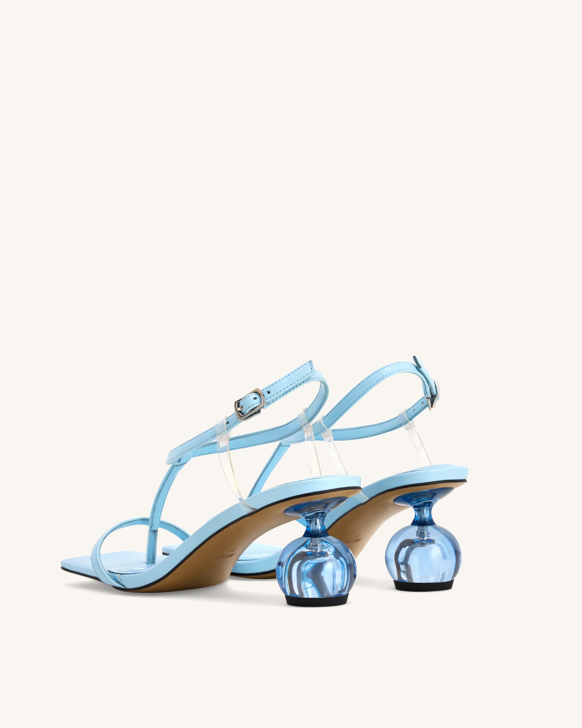 Charlotte Strappy Heels with Spherical Heel - Sky Blue - Image 4