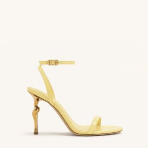 Alivia Gold Metal Heel Sandals - Pale Yellow